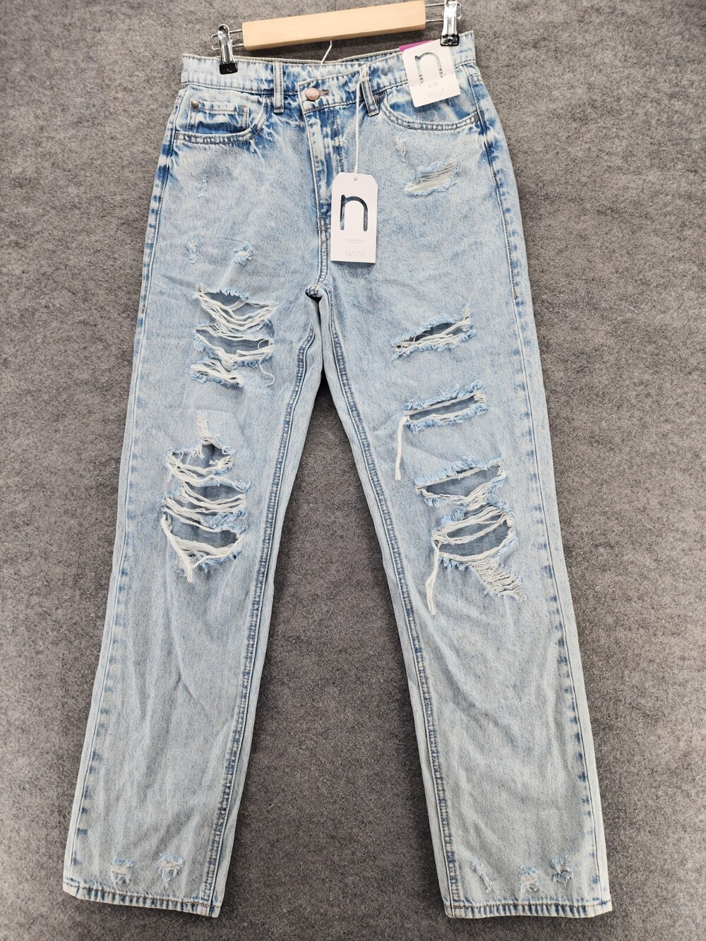 Nature Denim Jeans Womens Juniors 5/26 High Rise Distressed Blue Denim